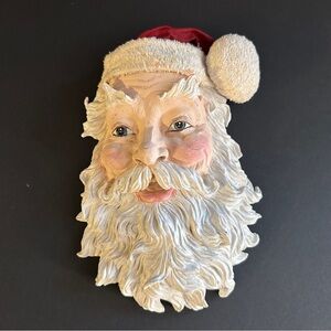 Vintage Santa Claus Wall Chalkware Sculptured Face Old World Christmas Decor